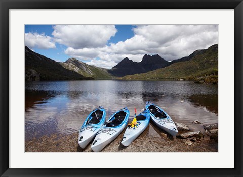 Framed Kayaks, Cradle Mountain and Dove Lake, Western Tasmania, Australia Print