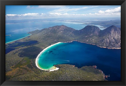 Framed Wineglass Bay and The Hazards, Freycinet National Park, Tasmania, Australia Print