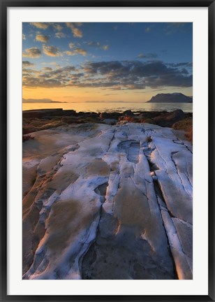 Framed Summer evening looking out over Vagsfjorden, Troms County, Norway Print