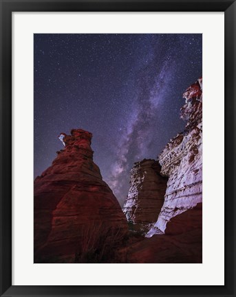 Framed Milky Way  above the Wedding Party Rock Formation, Oklahoma Print