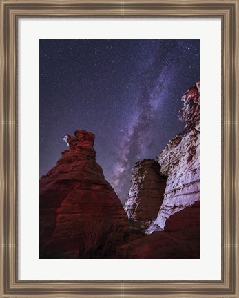 Framed Milky Way  above the Wedding Party Rock Formation, Oklahoma Print