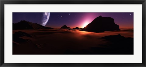 Framed View of an Alien Sunset from High Above the Clouds Print