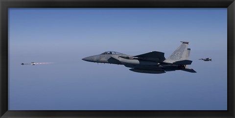 Framed F-15 Eagle Fires an AIM-9 Missile Print