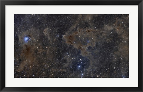 Framed Iris Nebula and Dusty Region in Cepheus constellation Print