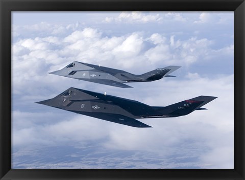 Framed Two F-117 Nighthawk Stealth Fighters Print