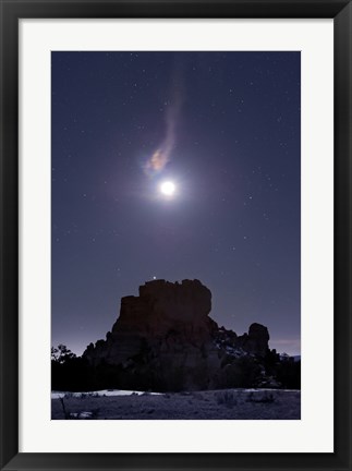 Framed Moon Diffraction over Malpais Monument Rock, New Mexico Print