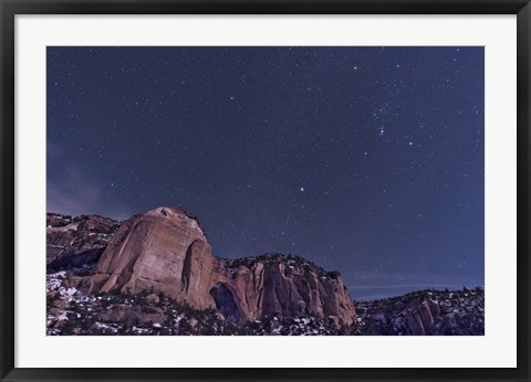 Framed La Ventana arch with the Orion Constellation Rising Above Print