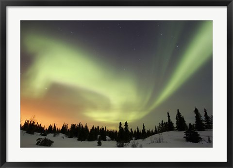 Framed Aurora borealis over Ogilvie Mountains Print