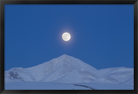 Framed Full Moon over Ogilvie Mountains, Canada Print