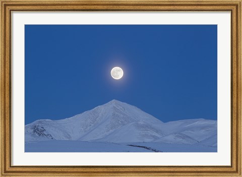 Framed Full Moon over Ogilvie Mountains, Canada Print