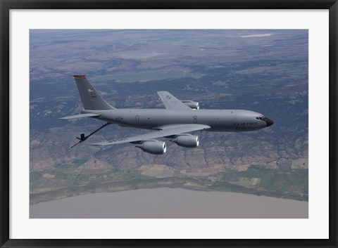 Framed KC-135R Stratotanker in Flight over Central Oregon Print