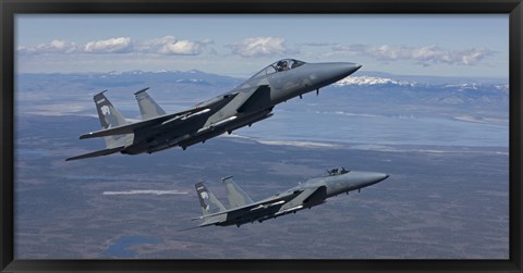 Framed Two F-15 Eagles Training over Oregon Print