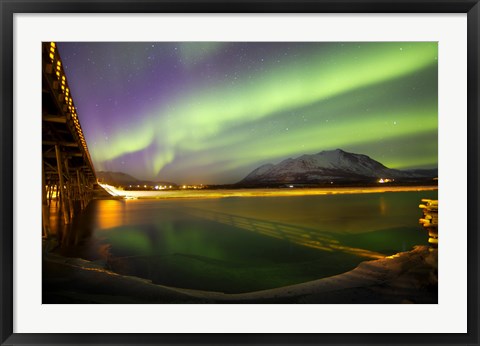 Framed Aurora Borealis over Nares Lake Print