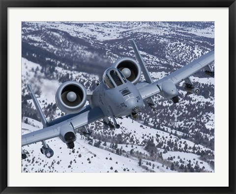 Framed A-10C Thunderbolt  Flies over Snowy Idaho Print