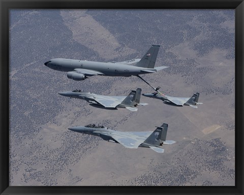 Framed Three F-15 Eagles Refueling Print