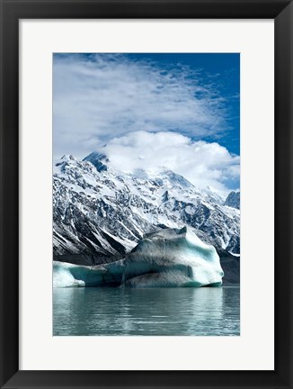 Framed Large icebergs on Tasman Glacier Terminal Lake, South Island, New Zealand Print