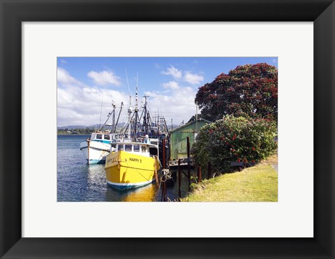 Framed Fishing Boats, Tauranga Harbor, Tauranga, New Zealand Print