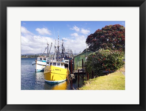 Framed Fishing Boats, Tauranga Harbor, Tauranga, New Zealand Print