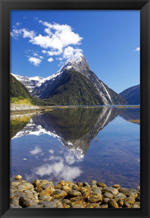 Framed Mitre Peak, Milford Sound, Fjordland National Park, South Island, New Zealand Print