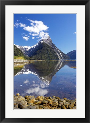 Framed Mitre Peak, Milford Sound, Fjordland National Park, South Island, New Zealand Print