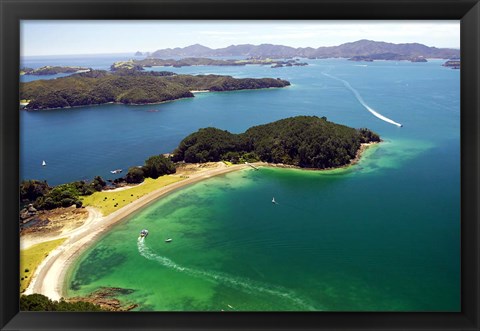 Framed Motuarohia Island, Bay of Islands, Northland, New Zealand Print