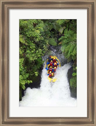 Framed Raft, Tutea&#39;s Falls, Okere River, near Rotorua, New Zealand Print