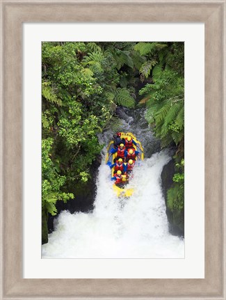 Framed Raft, Tutea&#39;s Falls, Okere River, near Rotorua, New Zealand Print