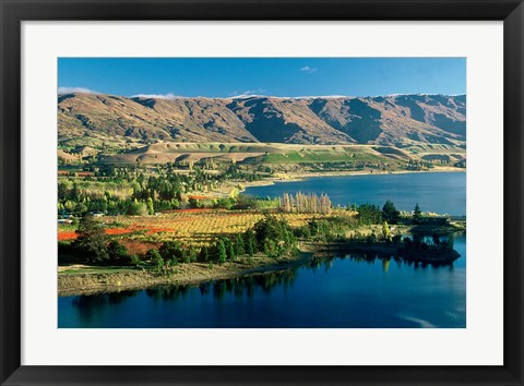 Framed Pisa Range and Lake Dunstan, Central Otago, New Zealand Print