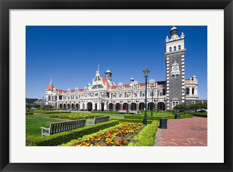 Framed Park near Ornate Railroad Station, Dunedin, South Island, New Zealand Print