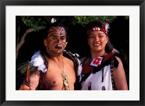 Framed New Zealand, North Island, Maori culture and costume Print