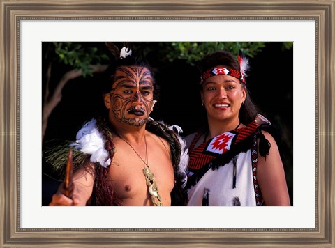 Framed New Zealand, North Island, Maori culture and costume Print