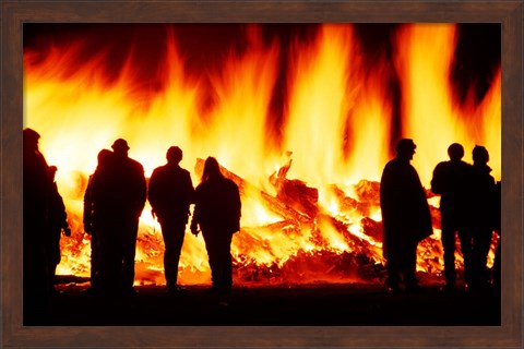 Framed Bonfire, Brass Monkey Motorcycle Rally, Oturehua, Maniototo, Central Otago Print