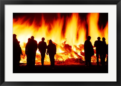 Framed Bonfire, Brass Monkey Motorcycle Rally, Oturehua, Maniototo, Central Otago Print