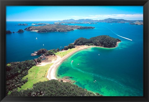 Framed Motuarohia Island, Roberton Island, Bay of Islands, Northland, New Zealand Print