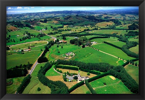 Framed Farmland, Brookby, South Auckland, New Zealand Print