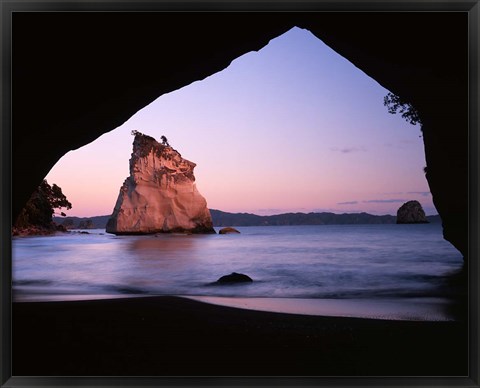 Framed Coastline, Cathedral Cove, Coromandel Peninsula, North Island, New Zealand Print