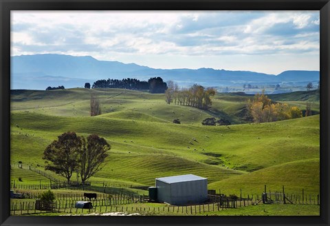 Framed Farmland, Napier, Taihape Road, Hawkes Bay, North Island, New Zealand Print