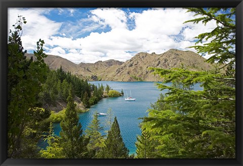 Framed Lake Benmore, Waitaki Valley, North Otago, South Island, New Zealand Print