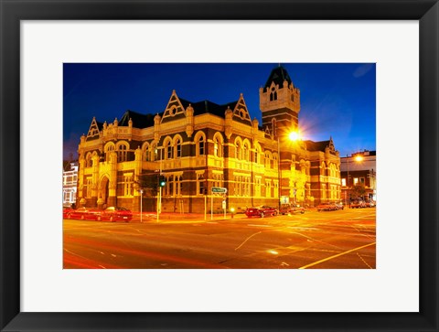 Framed Law Courts at night, Dunedin, South Island, New Zealand Print