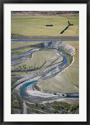 Framed Ohau River and Ohau Canal, Mackenzie Country, South Island, New Zealand Print