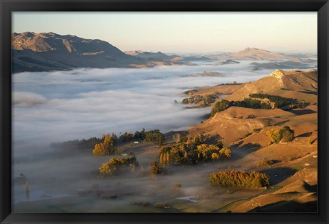 Framed Te Mata, Tukituki River Valley, No Island, New Zealand Print