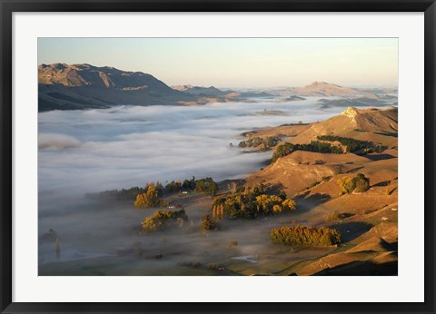 Framed Te Mata, Tukituki River Valley, No Island, New Zealand Print