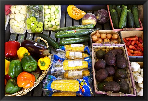 Framed Vegetable Stall, Cromwell, Central Otago, South Island, New Zealand Print