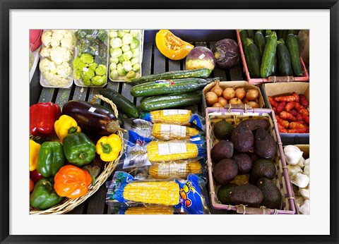 Framed Vegetable Stall, Cromwell, Central Otago, South Island, New Zealand Print