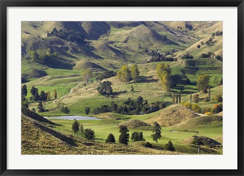 Framed Farmland near Bells Junction, Rangitikei District, Central North Island, New Zealand Print