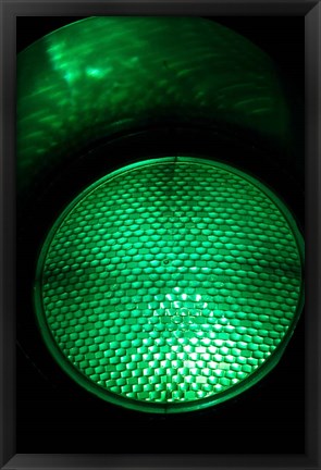 Framed Green Traffic Light, New Zealand Print