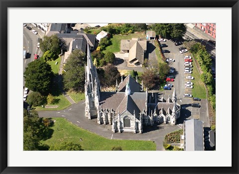 Framed Aerial view of First Church, Dunedin, New Zealand Print