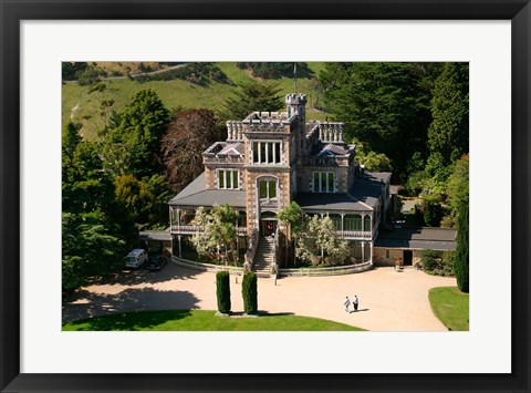 Framed Aerial view of Larnach Castle, Dunedin, New Zealand Print