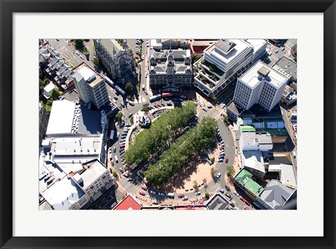 Framed Aerial view of Octagon, Dunedin, New Zealand Print