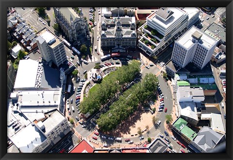 Framed Aerial view of Octagon, Dunedin, New Zealand Print